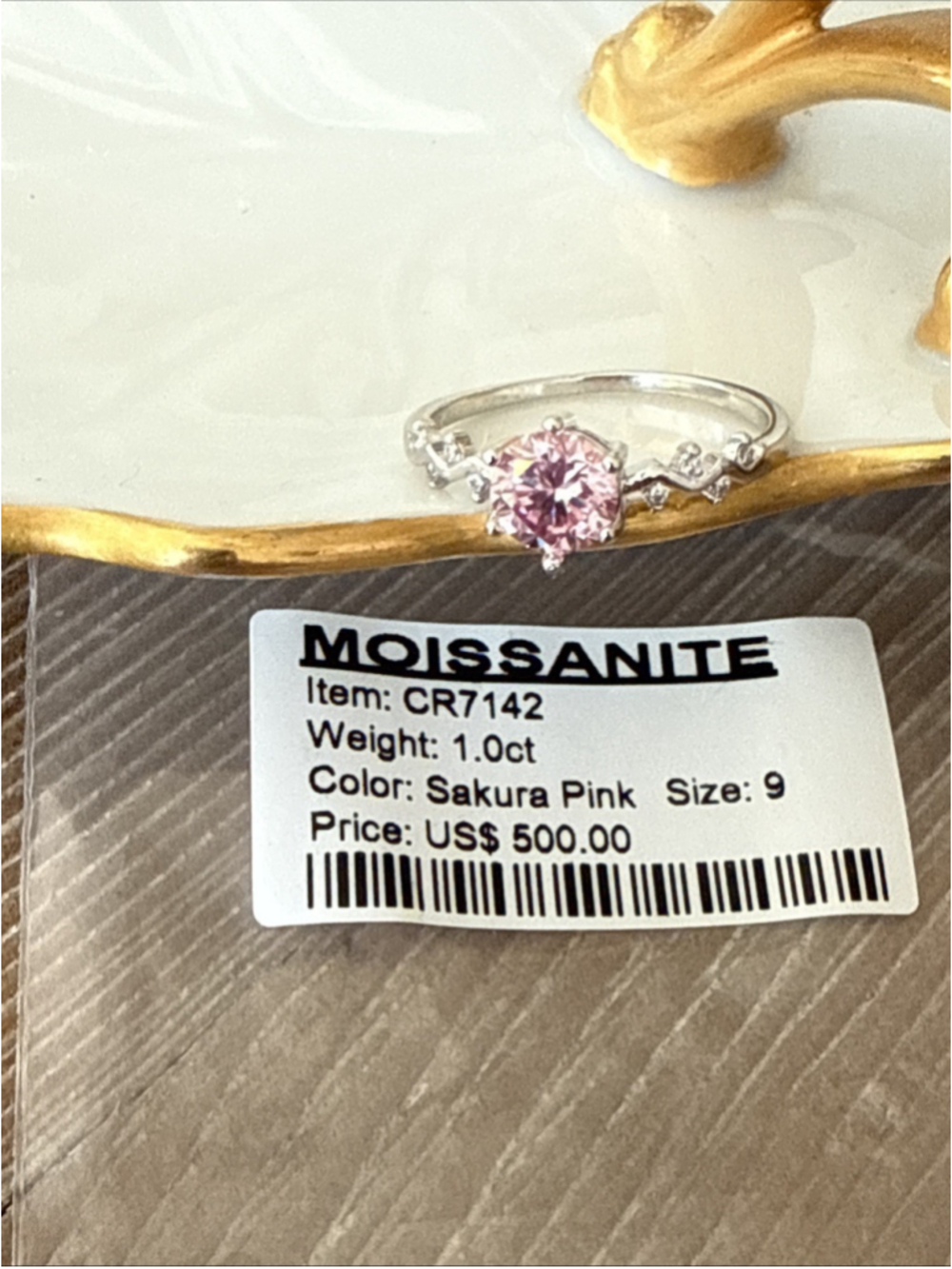 Moissanite Sakura Pink Ring Plating, Engagement Ring For Women - Picture 3 of 5